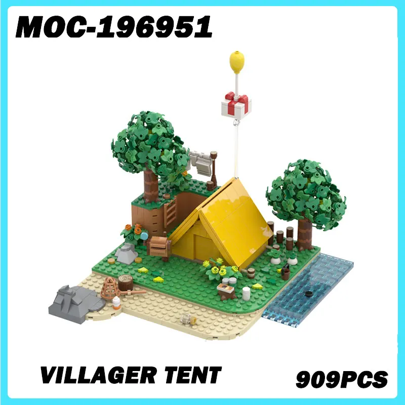 

MOC- 196951 Сельская палатка, модель «сделай сам», сборка мелких кирпичей, игрушки на день рождения, креативные идеи, лесная палатка, цветок