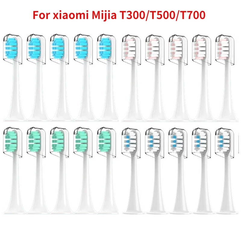 4/6/10Pcs For xiaomi Mijia T300/T500/T700 Sonic Electric Toothbrush Heads Replaceable Refill Nozzles 4Colors with Anti-Dust Caps