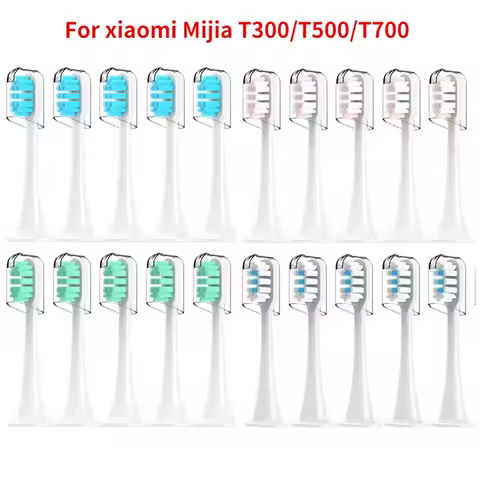 4/6/10Pcs For xiaomi Mijia T300/T500/T700 Sonic Electric Toothbrush Heads Replaceable Refill Nozzles 4Colors with Anti-Dust Caps