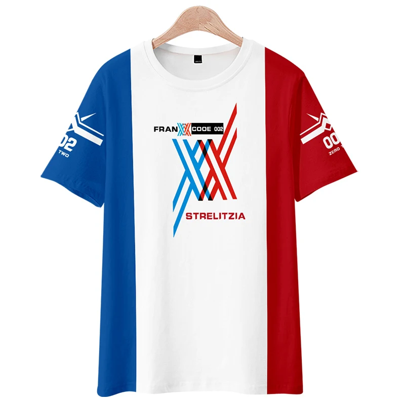 Darling in the franxx Short Sleeve T-shirt National Team 02 Anime Surrounding Men's and Women's Casual Clothing Cos