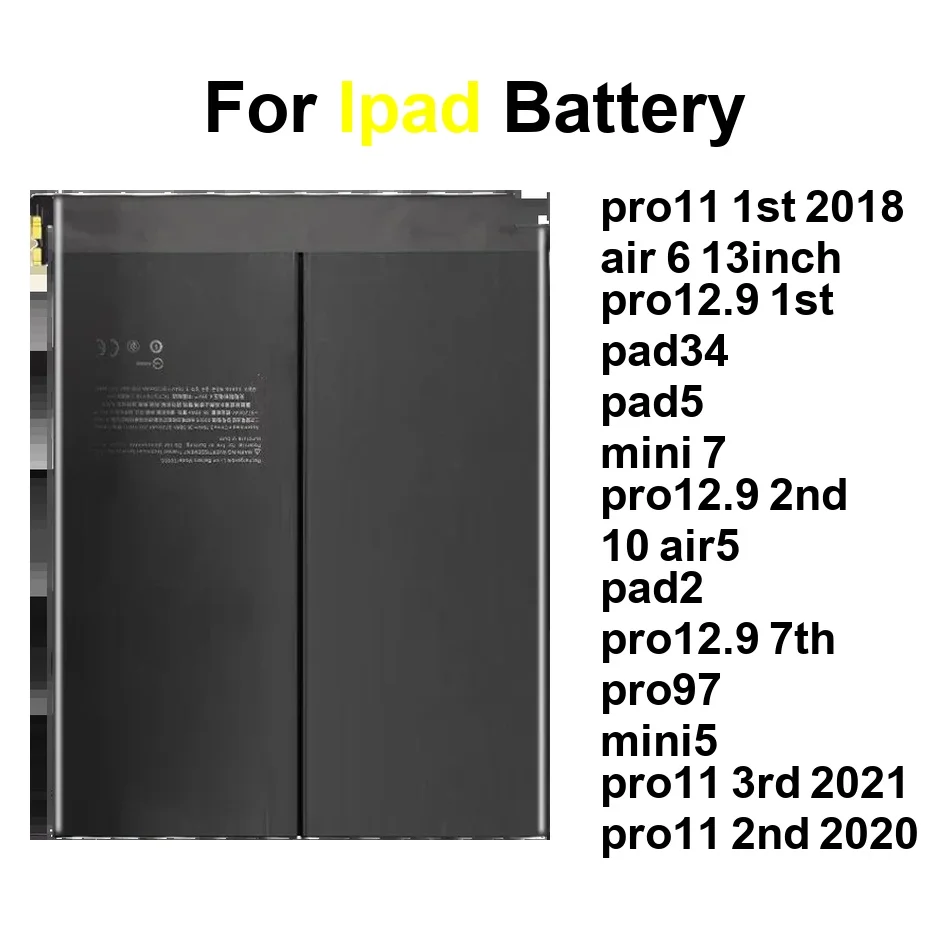 

Battery For Apple iPad Air 1 2 3 4 5 6 10 13 Pro Mini 2013 2018 2017 2ND 2024 2021 2020 0-11560mAh pro12.9 7TH PAD34 MINI5