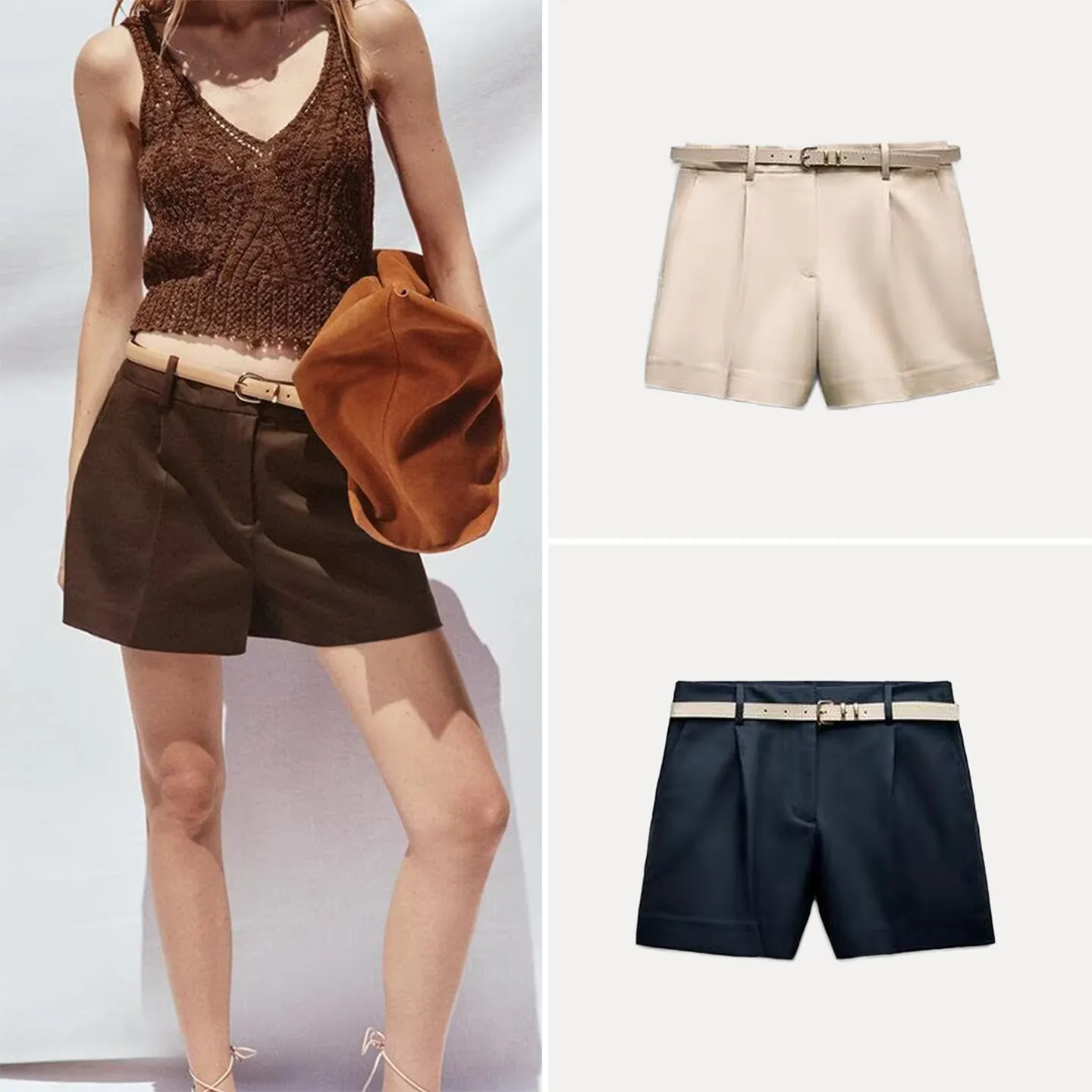 

Fashionable High Waist Straight Leg Casual Shorts Women's Summer 2026 New Arrival Belted Waist Design Comfortable Fit Pants
