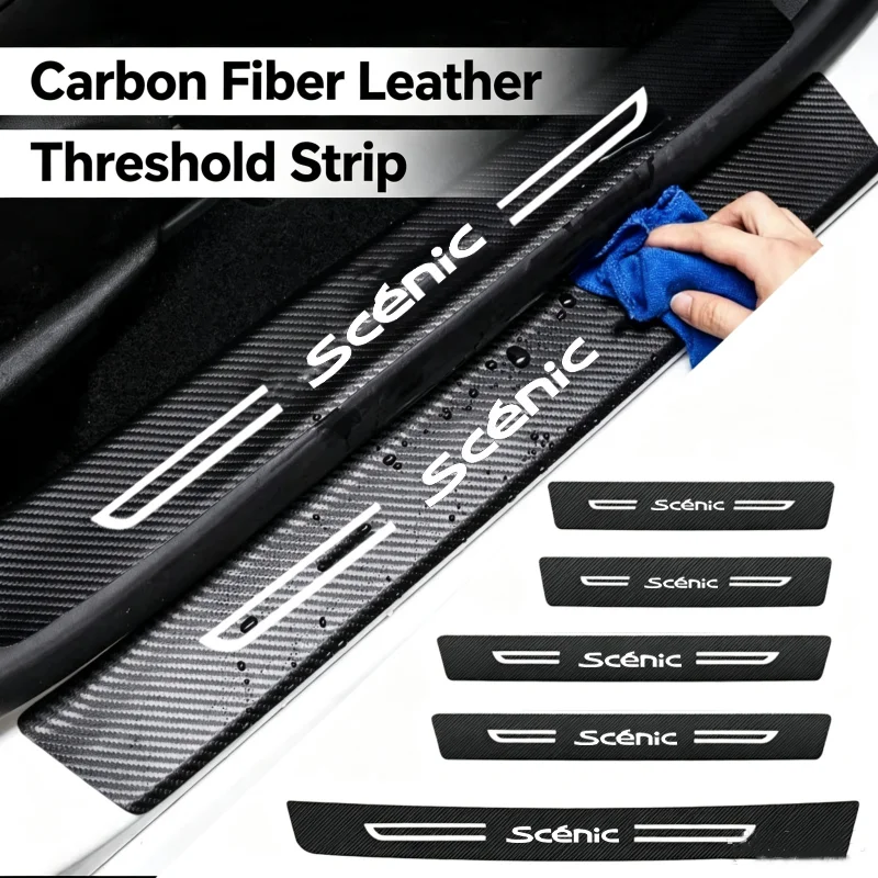 Car Door Threshold Anti Scratch Decals Film Doorsill Trim Stickers For Renault SCENIC Logo Trunk Bumper Guard Strip Accessories