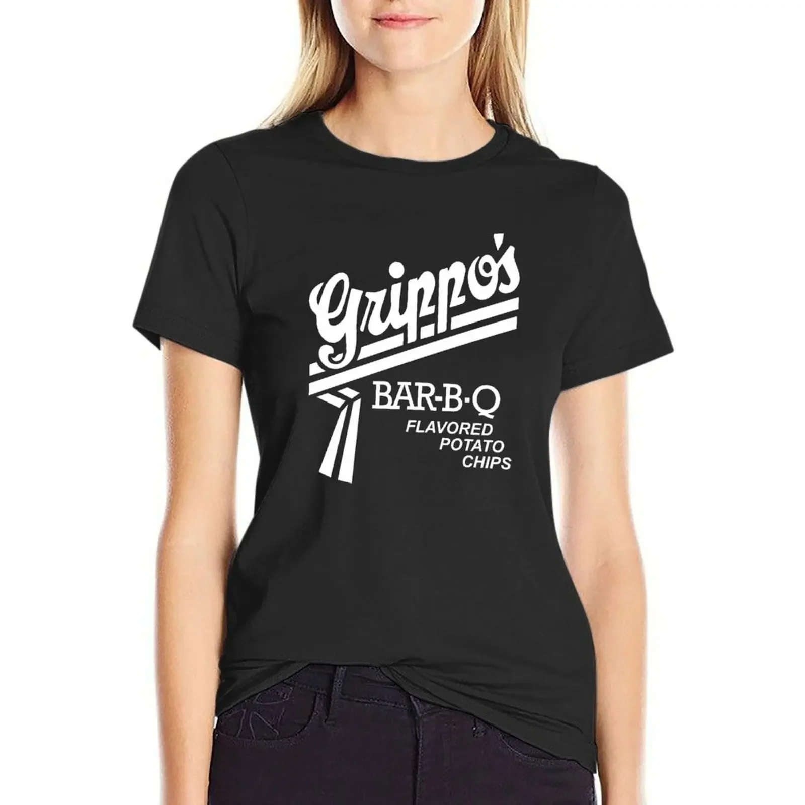 Grippo's bar-b-q patatas fritas con sabor camiseta blanca top de verano animal prinfor estampado animal tallas grandes moda mujer blusa 2025
