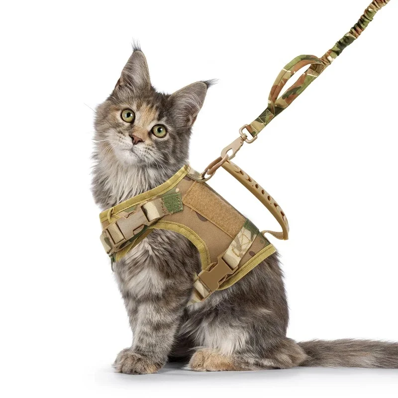 Tactical Cat Harness and Leash Set Escape Proof Breathable Mesh Pet Vest with Handle for Small Dogs Cats