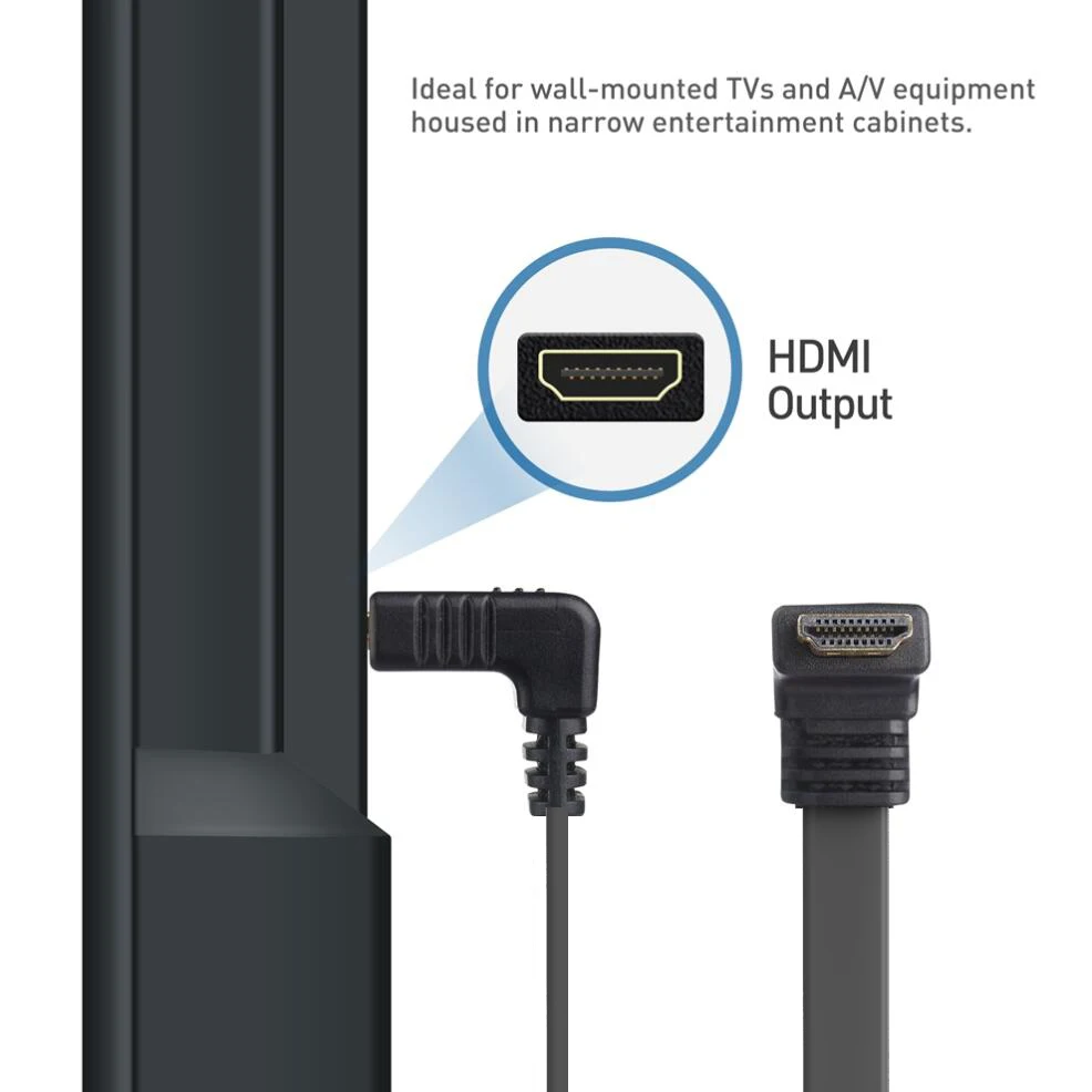 Angled HDMI cable 90-degree HDMI 2.0 cable short 30CM flat HDMI 2.0 cabl cord HDMI 2.0 4K 60Hz HDMI 2.0 A male to A male