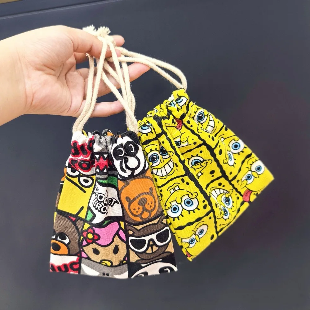

SpongeBobs SquarePants Pendant Decorative Paper Bag Squidward Patrick Star Keychain Bag Storage Collectible Gift for Kids Toys