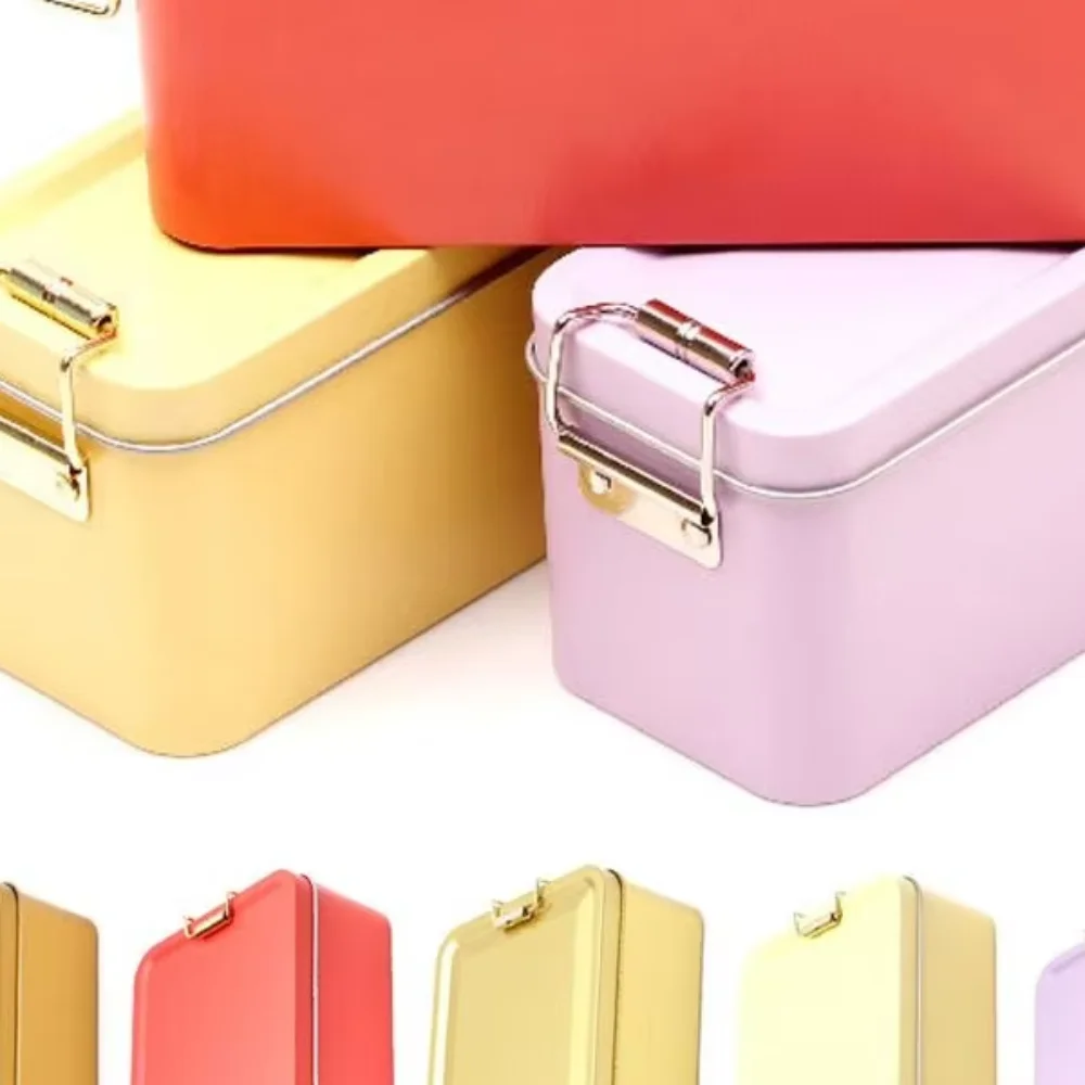 

New With Lid Tinplate Box Rectangular Shape Durable Material Rectangular Iron Box High Quality Buckle Candy Box Gift Packaging
