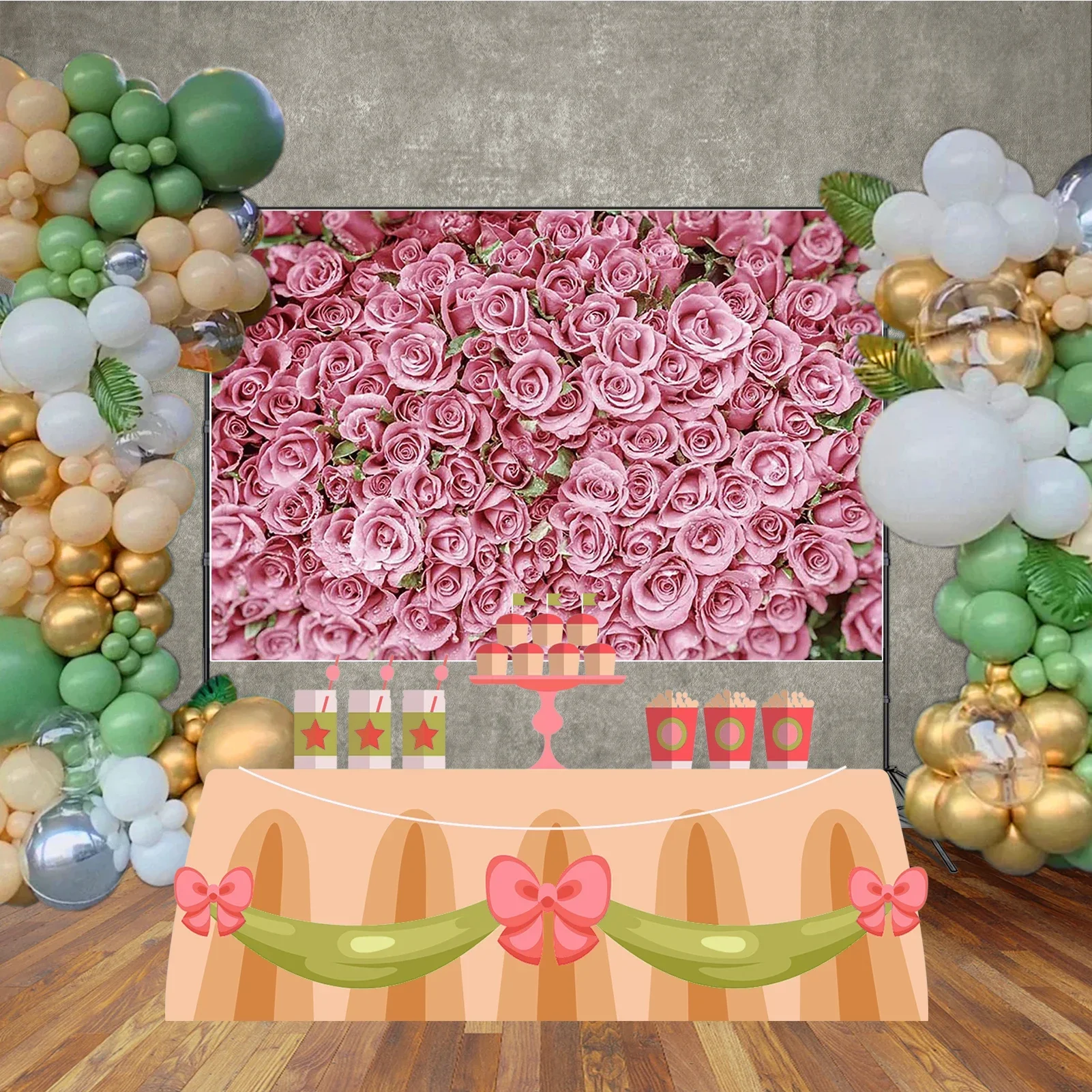 MOON.QG San Valentino 14 febbraio Sfondo fotografico Parete floreale Rosa rossa Photocall Sfondo Baby Studio Photocall Puntelli