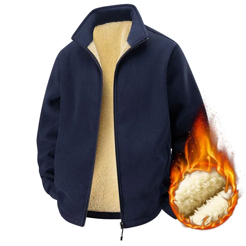 Men's Warm Fleece Parka Jacket Winter Thickened Sherpa Lined Coat Casual Daily Outdoor Windproof Stand Collar Zip-Up Outerwear  Factory Bulk Wholesale Affordable Denim Pants, Casual Loose Washed Long Trousers