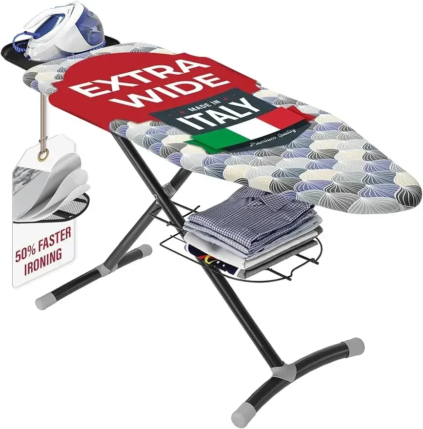 

Bartnelli Pro Ironing Board | Italian Crafted, Extra-Wide Full Size Iron Board, Adjustable Height