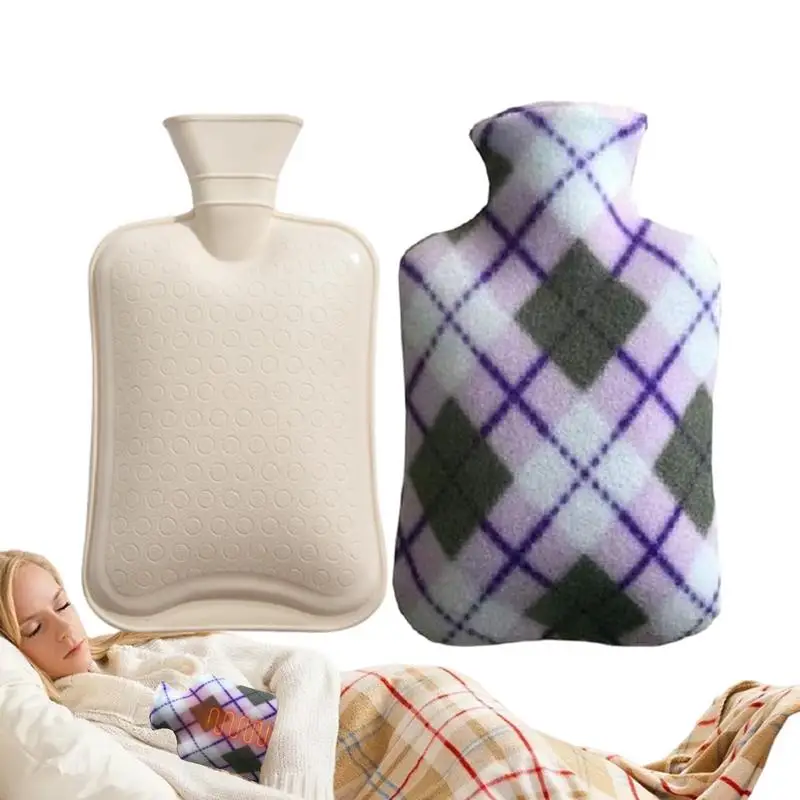 뜨거운 물병 가방 2L 안전한 뜨거운 물병 손 따뜻하게, 가정용 뜨거운 물병 물 가방, 여성용 귀여운 커버, 겨울 필수품