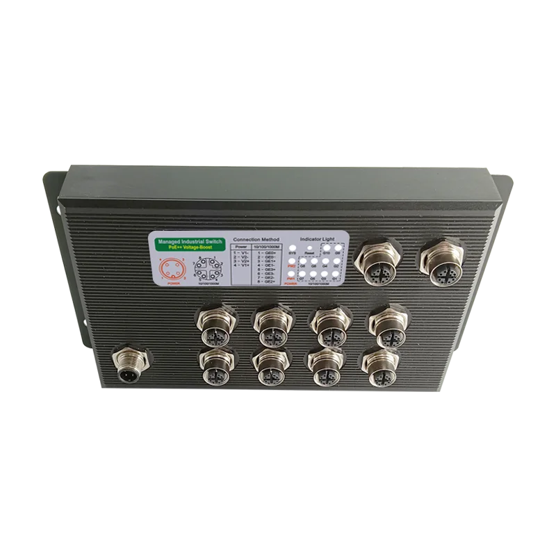 2025 EN50155 10GE M12 Industrial L2 Managed Ethernet Switch 1000M Capacity PoE ++ VLAN SNMP QoS Railway