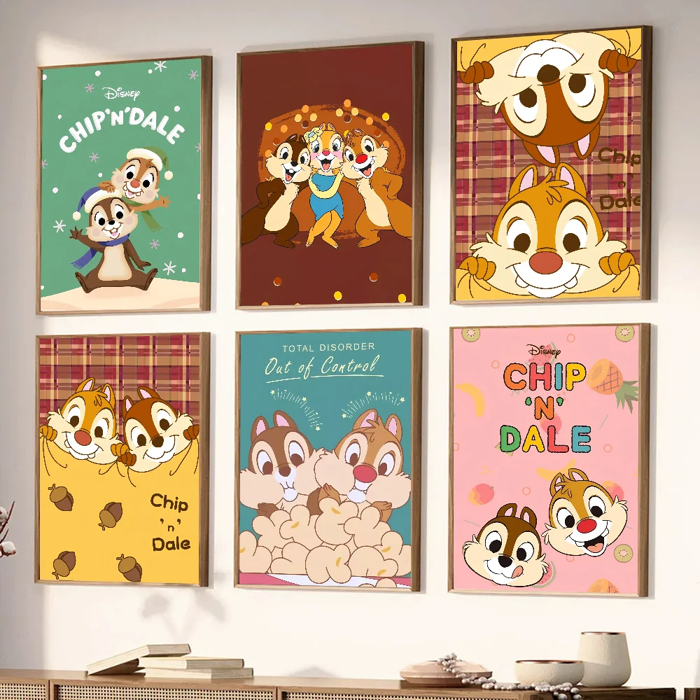 1PC Disney Chip \'n\' Dale Poster Stickers Art Wall Murals Decor Game Room Decor Gifts Kawaii HD Painting Cat Cars