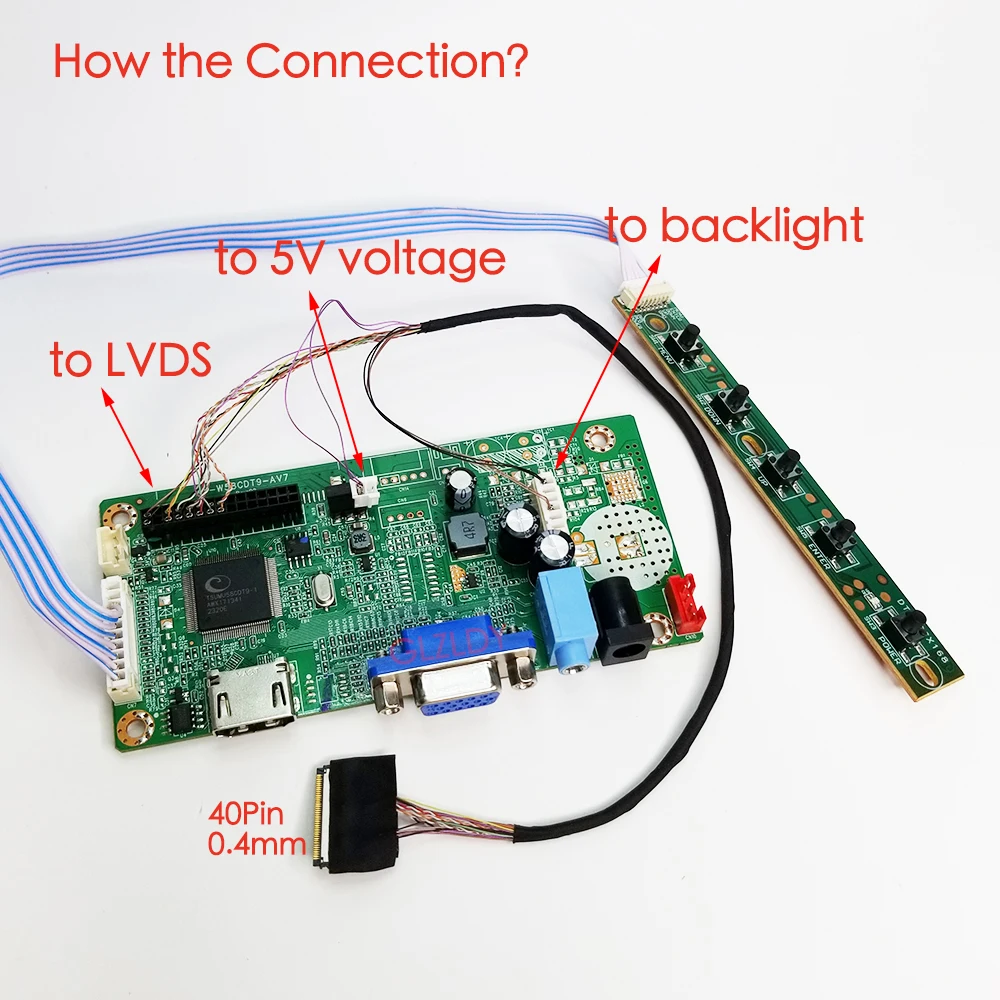 كابل LVDS لشاشة LED ، 20740e.e.12 ، 1ch 6bit ، 40pin ، 12 b034aw01 ، A089SW01 ، N089L6