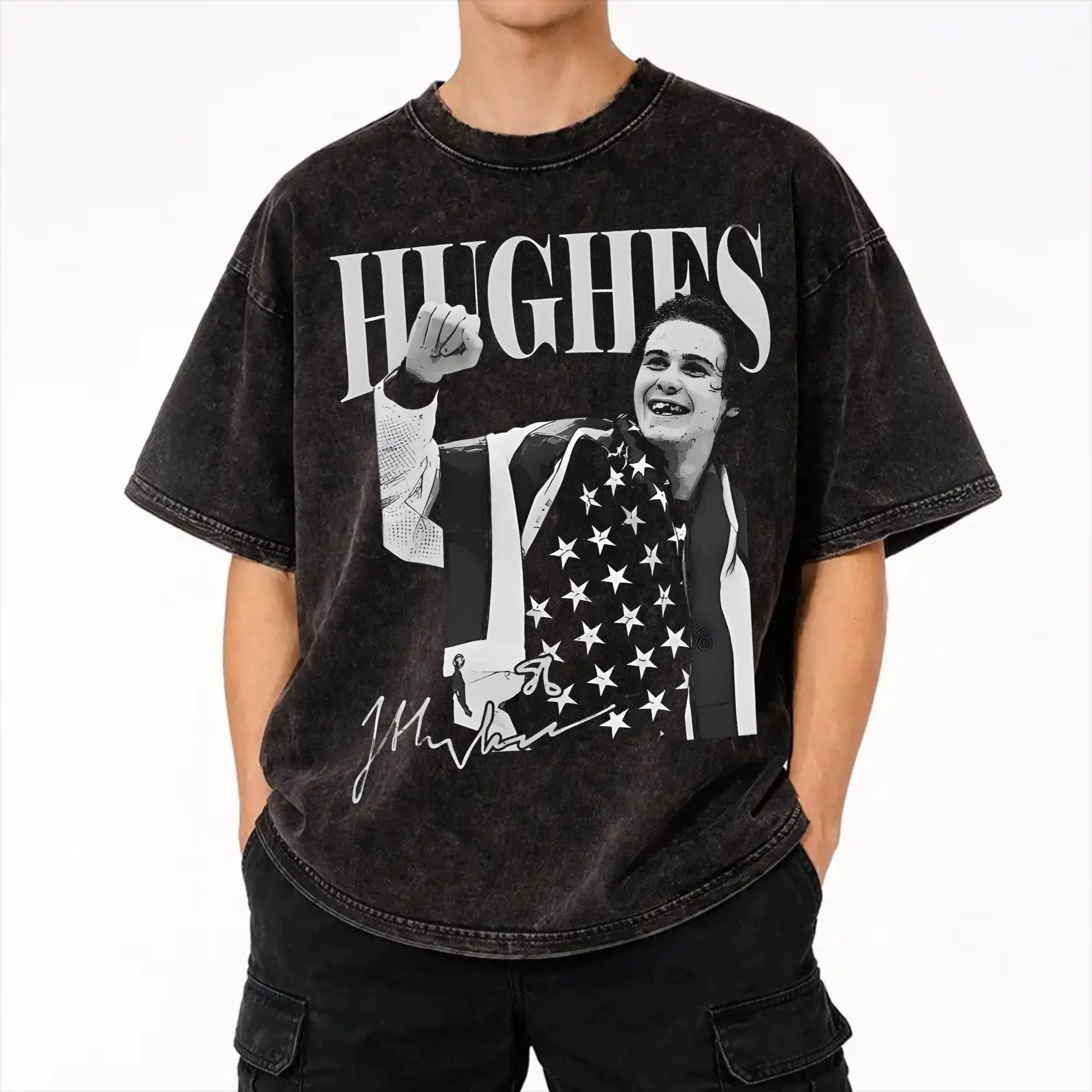 Jack Hughes Usa Gold Hockey Outfit Washed T Shirt Men Women Streetwear Hip Hop T-Shirt Graphic Printed  Tees Tops Short Sleeve