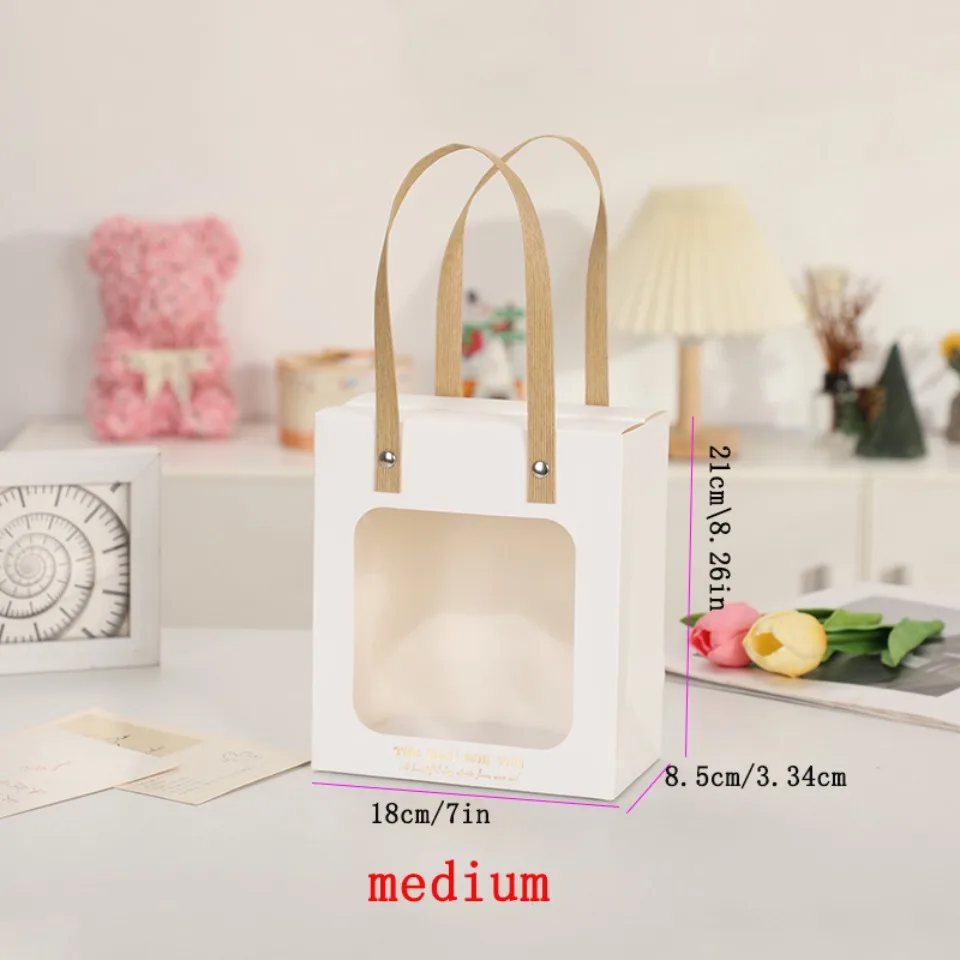 5/10/20 teile/satz Rosa Weihnachten Geschenk Verpackung Tasche Transparente Fenster Papier Box DIY Schokolade Hochzeit Geburtstag handheld Geschenk Pack – Detail 2