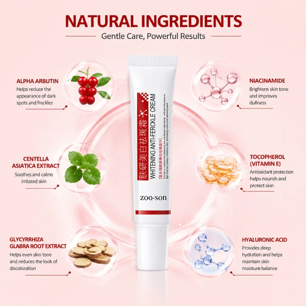 Whitening Anti‑Freckle Cream Brightening Spot Fade Moisturizing Soothing Improve Dull Skin Even Skin Tone Facial Skin Care