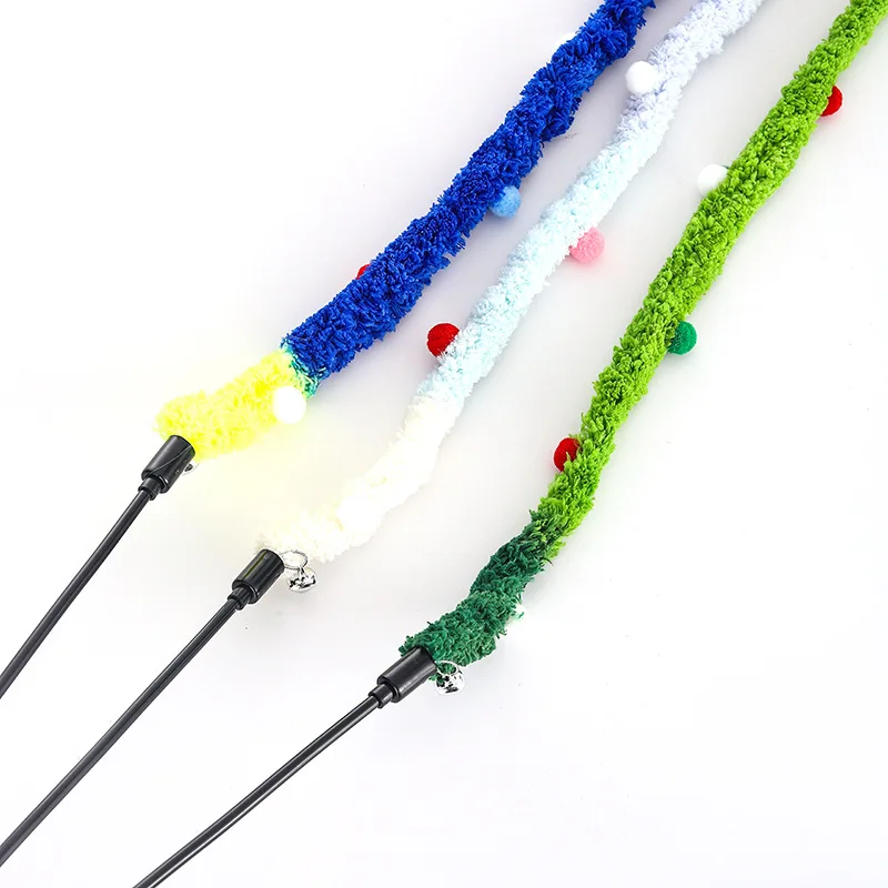 Juguetes para gatos con rayas de arcoíris, palo divertido con campana, juego interactivo, suministros para mascotas, juguete interactivo para gatos,