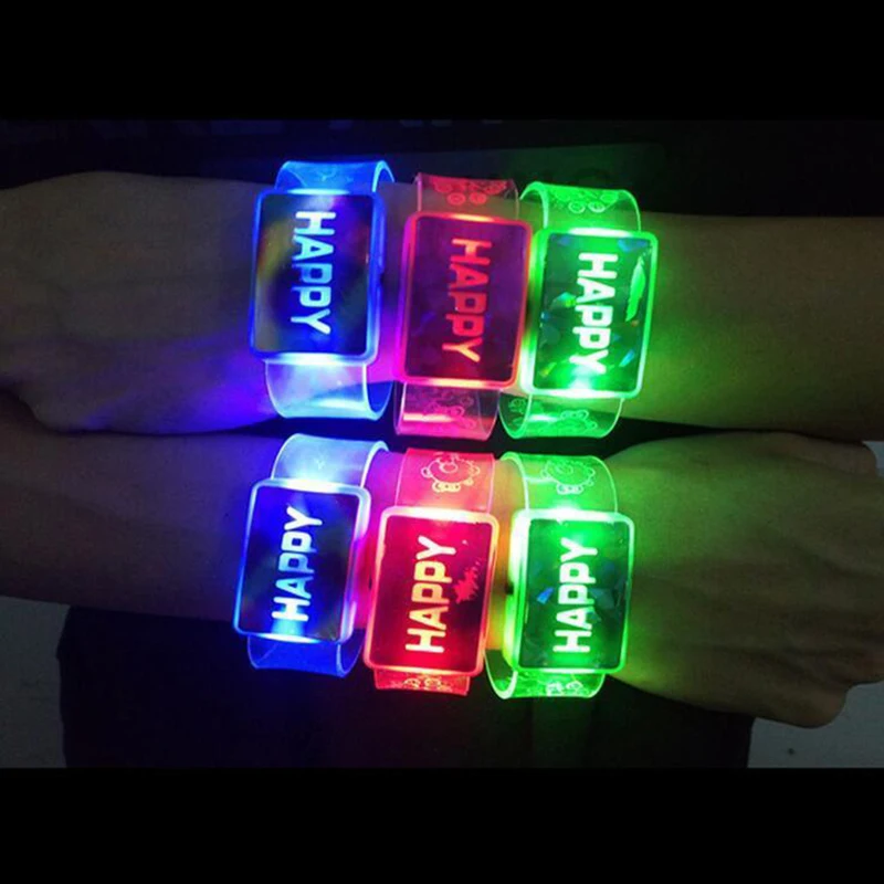 20/50/100pcs LED Bracelet Glow Light Up Bracelets LOVE Flashing Wristband Glowing Bangle Glow in The Dark Rave Christmas Party