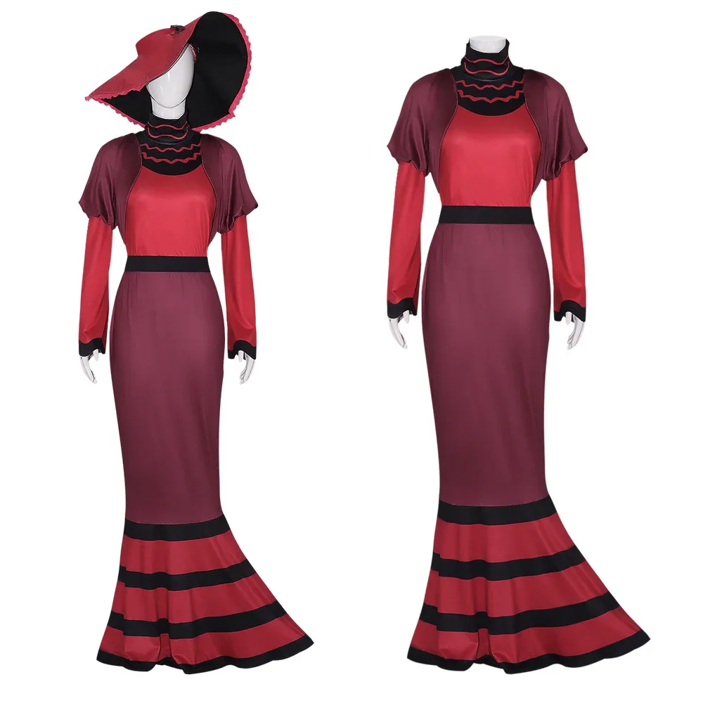 Anime Hazbin RodsCosplay Costume pour femme, robe d'hôtel pour adulte, chapeau imbibé, tenue d'Halloween, uniforme de fête, performance