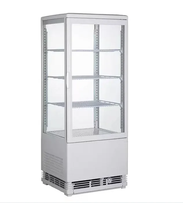 Bolo refrigerado fresco-mantendo caixa de vidro display armário vertical de vidro de quatro lados