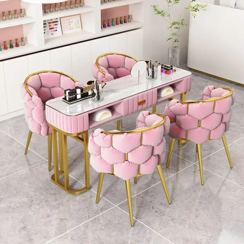 Designer Manicure Table Nails Nail Chair Salon Furniture Professional Tables Lamp Mesas De Manicura Manicure Table Aesthetic