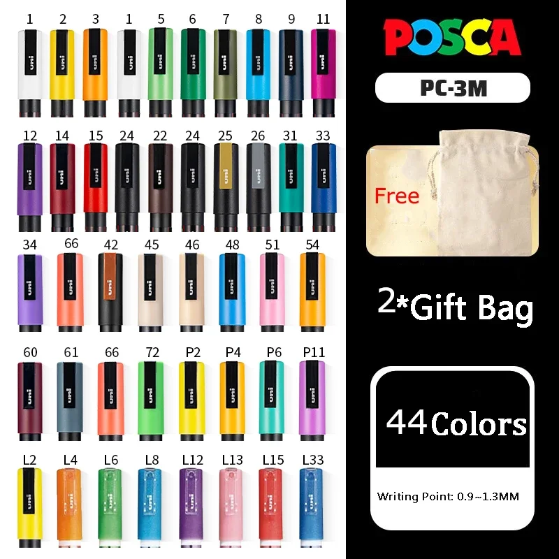 Original Japanese Uni POSCA Marker Pen Set ,PC-3M 7/8/12/16/20/22/24/44 Colors rotuladores acrilicos permanente graffiti Markers image 6