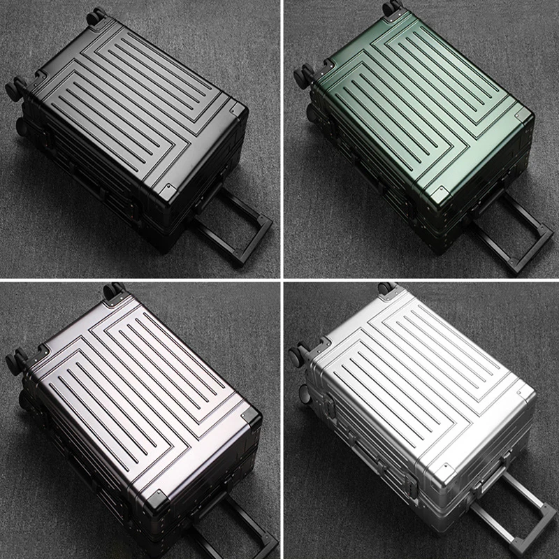 Suitcase 100% Aluminum Magnesium Alloy Suitcase Trip Cabin Metal Password Trolley Case 22/30 inch Rolling Luggage Spinner Wheels