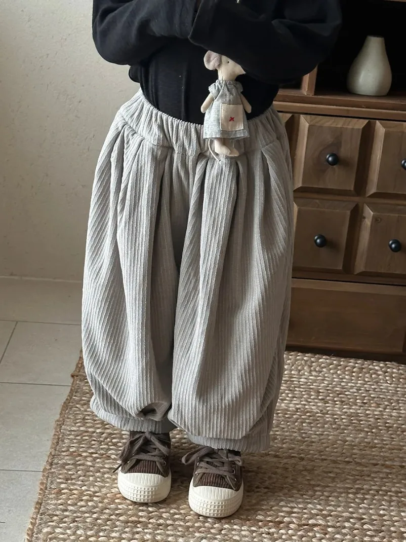 

Детские брюки, детские вязаные вельветовые брюки для мальчиков и девочек, свободные детские брюки для детей от 1 до 9 лет, новинка осени 2023 года, шаровары