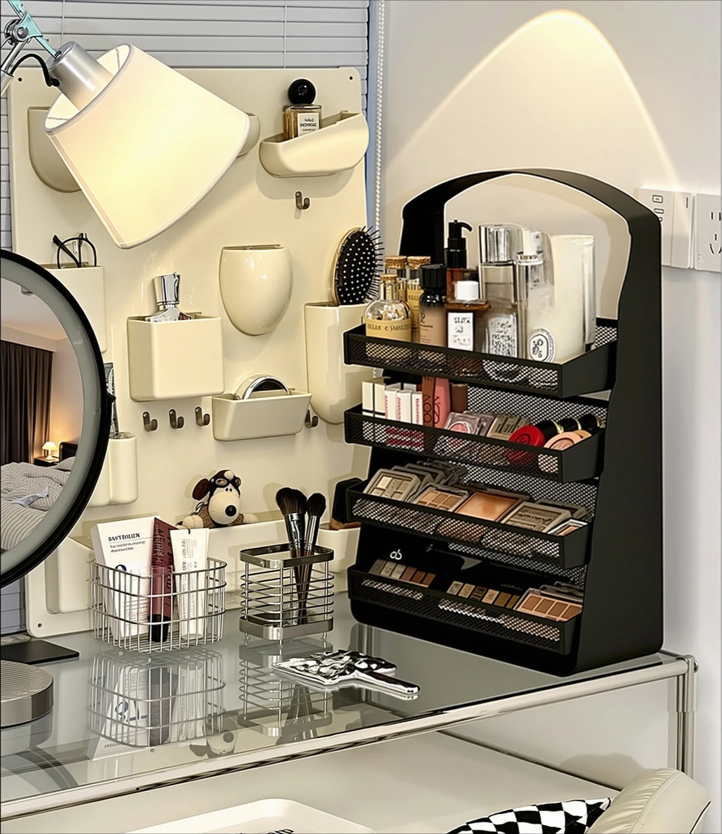 

Cosmetics storage box desktop large capacity multi layer rack vanity table countertop iron