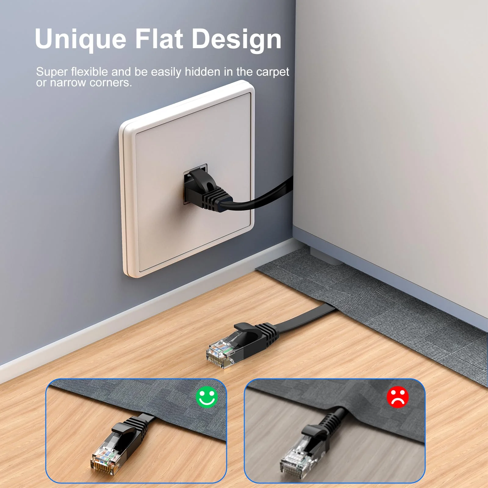 UNTES Cable Ethernet Cat6 Gigabit Cable de Internet de alta velocidad 1000Mbps Cable LAN de red blindado RJ45 para PC PS5 PS4 PS3 Xbox