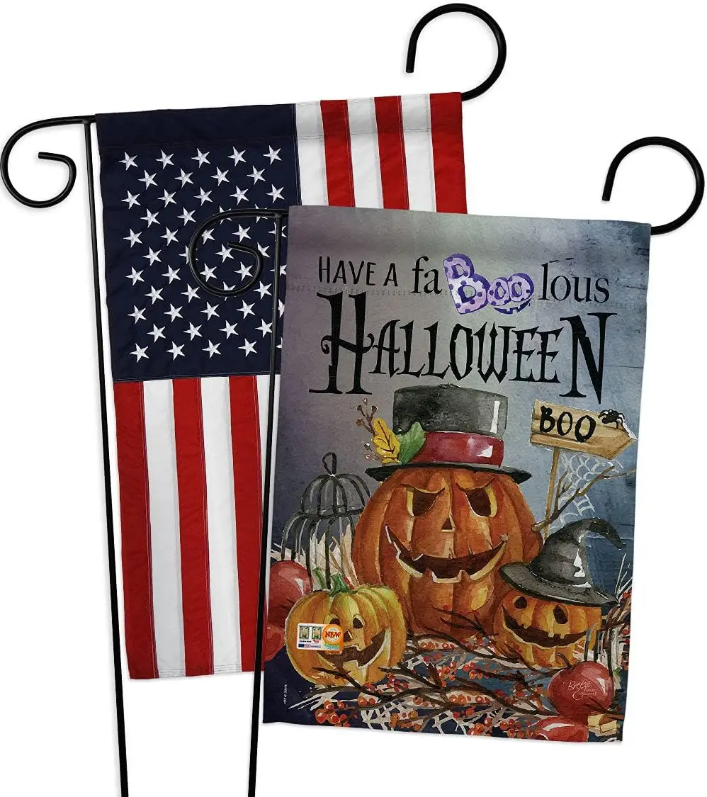 Breeze Decor Faboolous Garden Flag Pack Fall Halloween Witch Trick or Treat Spooky Night Black Cat Season Autumntime Pumpkin App