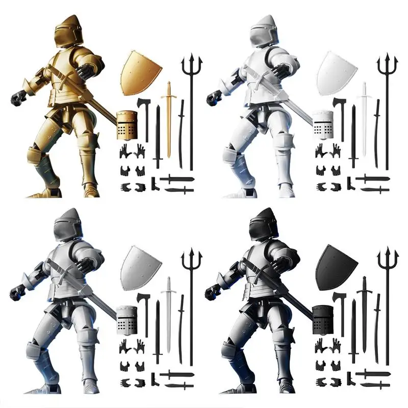 Medieval Knight Action Figures 3D Printed Mannequin Character Assembled Toys 13 Jointed Movable Shapeshift Robot Kids Gifts