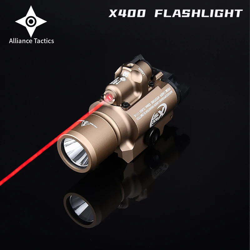 

Surefir X400 Tactical Airsoft Hanging Weapon Scout Light 600lumens LED Pistol Flashlight With Green Red Laser indicator X300