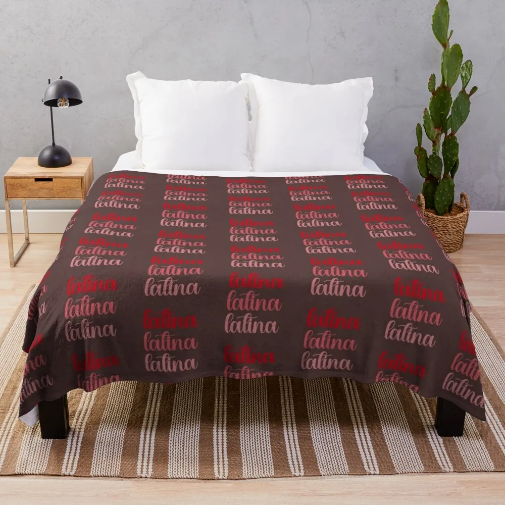 Latina spanish pink red letters cute gif heritage day Throw Blanket Quilt Luxury Throw Hairy Blankets