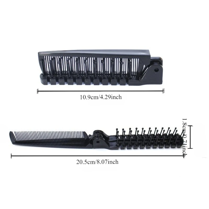 5 قطع 2 في 1 مشط شعر مزدوج الرأس قابل للطي، فرشاة شعر محمولة للسفر، مشط شعر مدمج، فرشاة جيب قابلة للطي