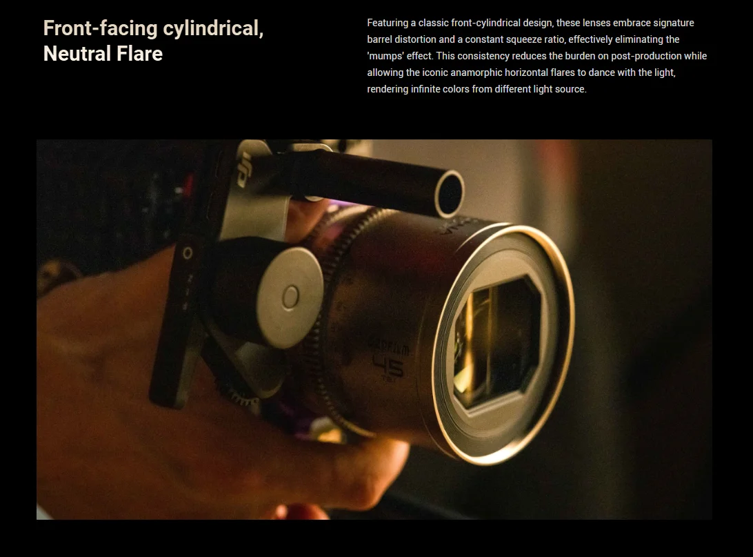. Arcana Anamorphic Prime 3-Lens Kit (ARRI PL, Titanium) Neutral Flare, Dramatic