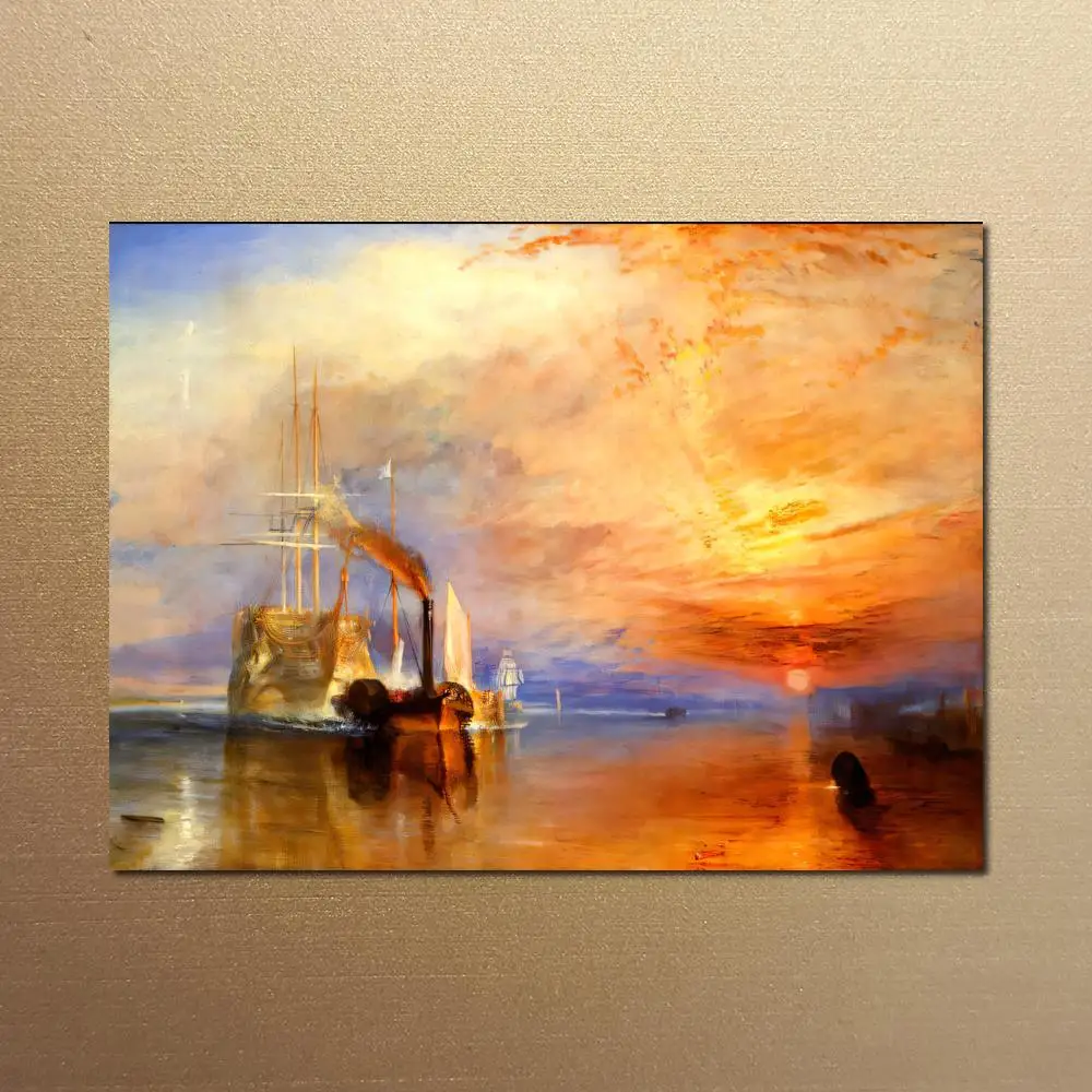 Large Canvas Prints Fighting Temeraire Tugged to Her Last Berth to be Broken Joseph William Turner Painting HD Poster Home Decor