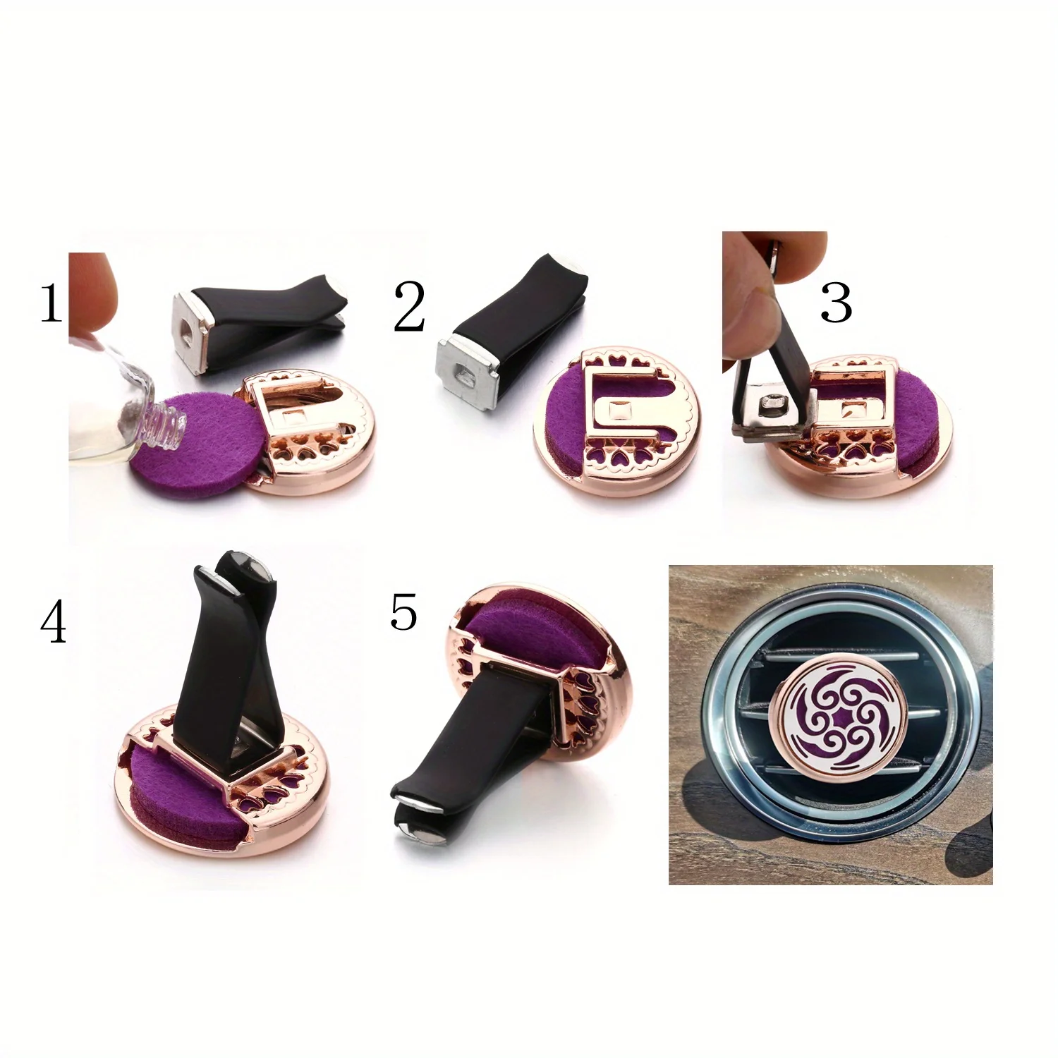 1pc Refillable Car Air Freshener Perfume Diffuser Clip, Auto Air Vent Car Interior  Car Aromatherapy Diffuser With 10pcs Pads