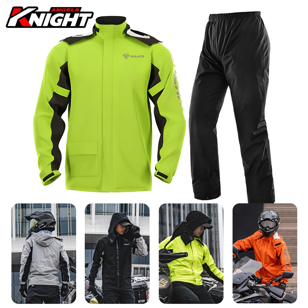 

Motorcycle Raincoat Suit Waterproof High-Reflection Outdoor Motorbike Riding Raincoat Lightweight Foldable Motocross Rain Coat