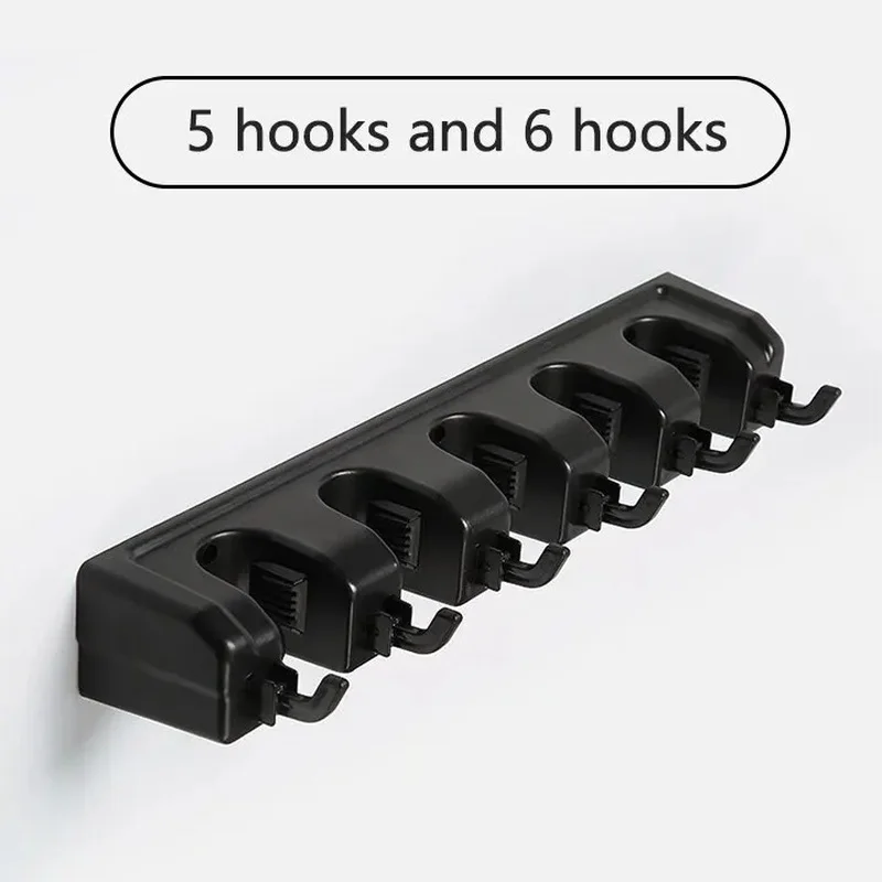 Wall Mounted Plastic Mop Holder, 3/4/5 Position Multi-Functional Broom Hanger for Home Kitchen Storage - view 5