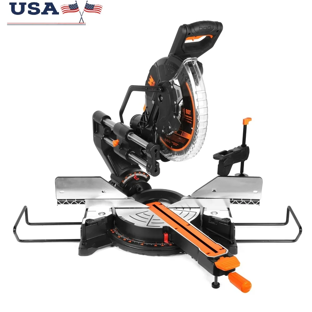

15-Amp 12-Inch Dual Bevel Sliding Compound Miter Saw LED Cutline 9 Miter Stops Dust Collection 80-Tooth Blade Included