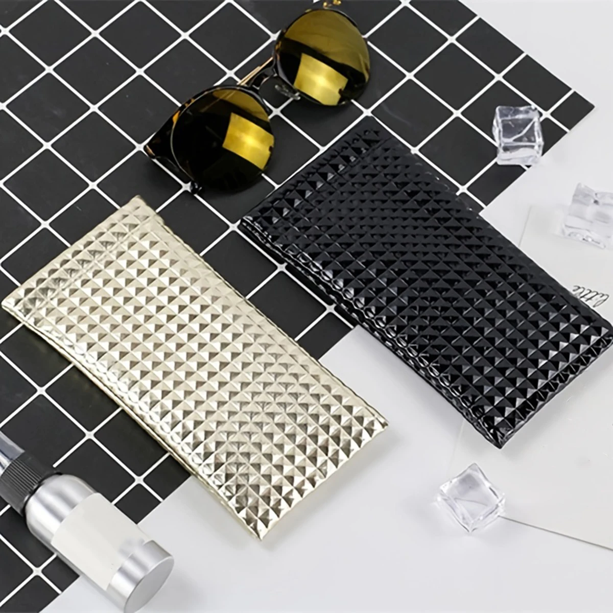 

1Pc Outdoor Travel Glasses Storage Bag Automatic Closing Stone Pattern Fresh Style Glasses Pouch Portable Simple Glasses Bag S003158