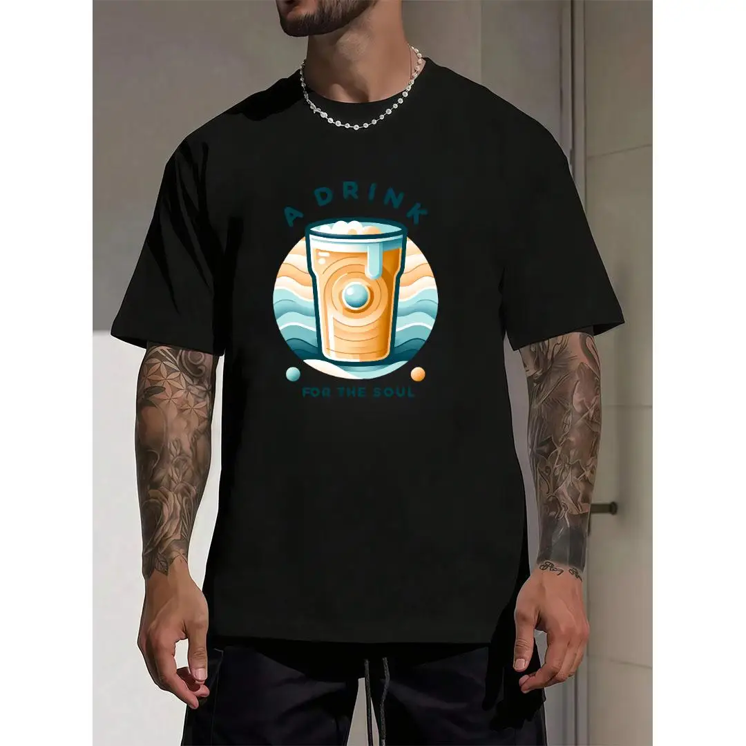 

Men's 'A Drink For The Soul' T-Shirt | Beer Pub Bar Graphic Tee | Casual Relax Summer Gift Top for Him