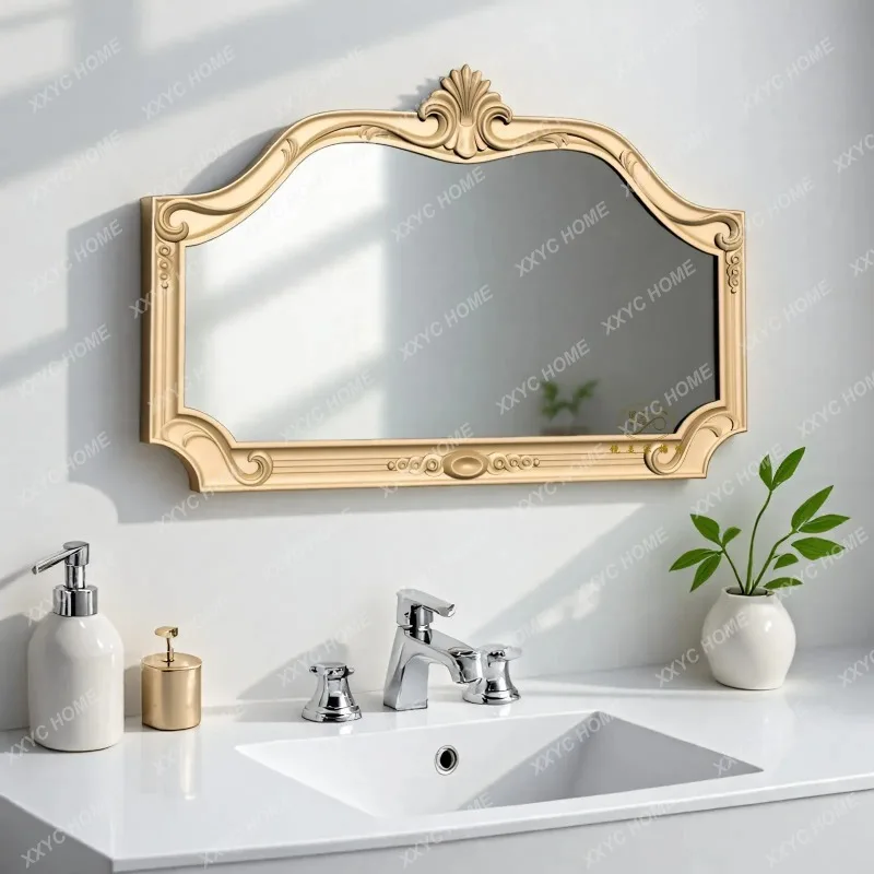 

B06 wall-mounted bathroom mirror carved retro bedroom vanity mirror desktop bathroom