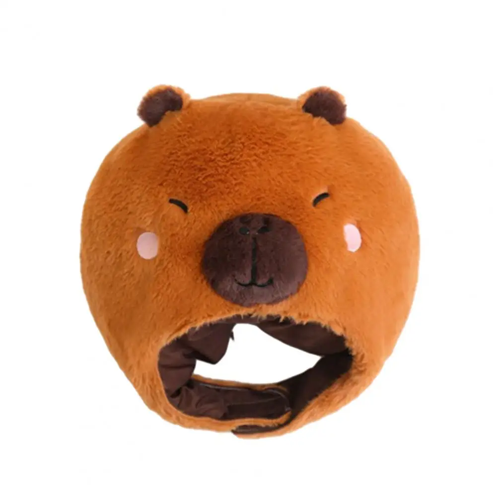 Cappello di peluche del fumetto accogliente peluche cappello invernale di capibara morbido caldo novità berretto per vestire Cosplay Ultra-spesso antivento per il tempo