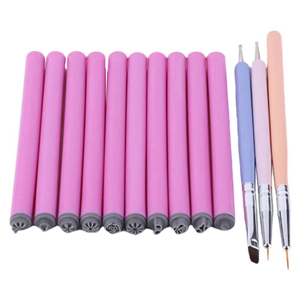 6/10/15PCS Nail Stamp Pen DIY Nail Art Tools with 3x Nail Art Brushes Nail Graffiti Art Embellishment Tools for Girls and Women