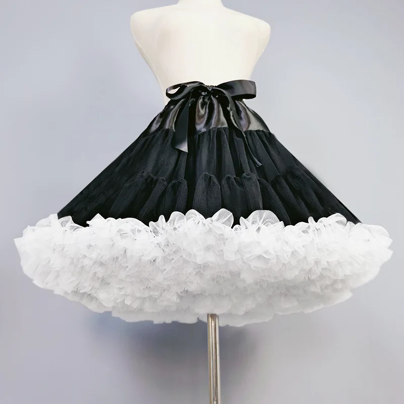 12 Farben Frauen Blumen-Stil Lolita Petticoats Krinoline Inner Trubel Cosplay Tutu Puffy Plissee Cancan Rock unter Kleidern – Detail 13