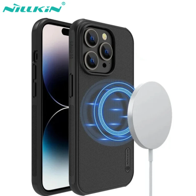 

Чехол для iPhone 15 Pro Max Magsafe Nillkin Frosted Shield Pro, чехол из поликарбоната и ТПУ с беспроводной зарядкой для iPhone 14 Pro Max, Магнитный чехол